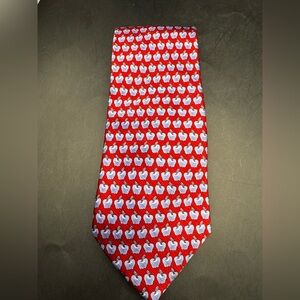Belisi 100%Silk Red With Blue Apples Men’s Handmade Classic Professional Tie